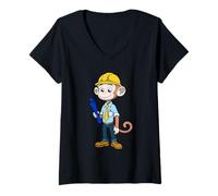Femme Profession d'architecte ingénieur Singe Intelligent T-Shirt avec Col en V