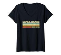 Femme Profession d'ingénieur chimiste rétro, Titre du Poste, idée de collègue T-Shirt avec Col en V