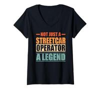 Femme Profession Quote Retro Streetcar Operator T-Shirt avec Col en V