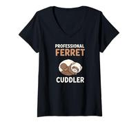Femme Professional Ferret Cuddler Cute Sleeping Ferret Pet T-Shirt avec Col en V