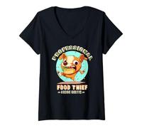 Femme PROFESSIONAL FOOD THIEF SINCE BIRTH T-Shirt avec Col en V