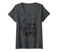 Femme Profitez de l'inspiration Quotidienne des Petites Choses T-Shirt avec Col en V