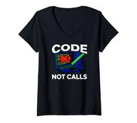 Femme Programmer Code Not Calls Introvert Developer T-Shirt avec Col en V
