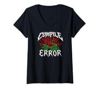 Femme Programmer Coder Compile Error Heavy Metals Skull T-Shirt avec Col en V