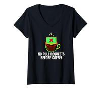 Femme Programmer No Pull Requests Before Coffee T-Shirt avec Col en V