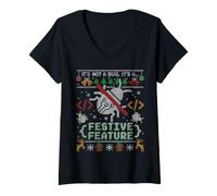 Femme Programmeur Développeur de logiciels Ugly Christmas, It's Not A Bug T-Shirt avec Col en V