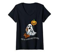 Femme Promenade fantôme d'halloween avec Mon Teckel : Mon Petit T-Shirt avec Col en V