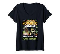 Femme Promenades romantiques à Travers l'amant des Plantes de la pépinière T-Shirt avec Col en V