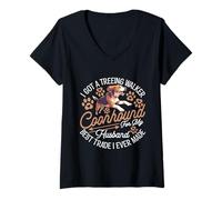 Femme Promeneur d'arbre, propriétaire de chien, meilleur commerce pour les amoureux des animaux T-Shirt avec Col en V