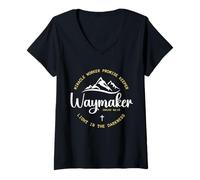 Femme Promise Keeper Miracle Worker Waymaker Christian Mom Dad T-Shirt avec Col en V