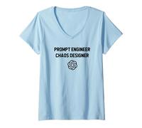 Femme Prompt Engineer Chaos Designer - Ingénierie IA Amusante T-Shirt avec Col en V