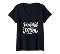 Femme Promu au Rang de Maman maternité, parentalité de Nouvelles Mamans, Nouveaux bébés T-Shirt avec Col en V