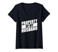 Femme Property of My Husband T-Shirt avec Col en V