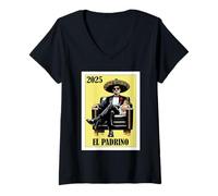 Femme Proposition amusante de baptême mexicain Padrino 2025 - El Padrino T-Shirt avec Col en V