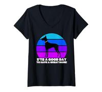 Femme Propriétaire de Dogue Allemand, drôle It's A Good Day to Have A Great Dane T-Shirt avec Col en V