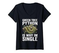 Femme Propriétaire de Python d'arbre Vert, Amoureux Green T-Shirt avec Col en V