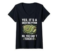 Femme Propriétaire de Python d'arbre Vert, Amoureux Green T-Shirt avec Col en V