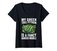 Femme Propriétaire de Python d'arbre Vert, Amoureux Green T-Shirt avec Col en V