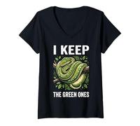 Femme Propriétaire de Python d'arbre Vert, Amoureux Green T-Shirt avec Col en V