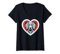 Femme Propriétaire d'un Mignon Chiot Weimaraner Heart T-Shirt avec Col en V