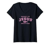Femme Propriété de Jésus Roi des Rois XXL T-Shirt avec Col en V