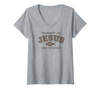Femme Propriété de Jésus Roi des Rois XXL T-Shirt avec Col en V