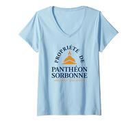 Femme Propriété de Sorbonne District Administratif Paris Marine Or T-Shirt avec Col en V
