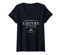 Femme Propriété du musée du Louvre Paris France Est. 1793 Impression Blanche T-Shirt avec Col en V