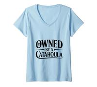 Femme Propriété d'un propriétaire de Chien Catahoula Disant T-Shirt avec Col en V