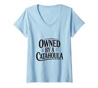 Femme Propriété d'un propriétaire de Chien Catahoula Disant T-Shirt avec Col en V