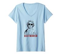 Femme Propulsé par Beethoven Funny Classical Music Composer T-Shirt avec Col en V