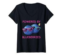 Femme Propulsé par Les Amateurs de Fruits esthétiques des années 80 des myrtilles T-Shirt avec Col en V