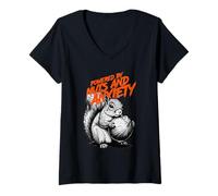 Femme Propulsé par Nuts and Anxiety Funny Squirrel Mental Health T-Shirt avec Col en V