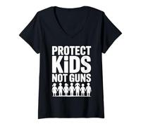 Femme Protect Kids Not Guns Anti Gun Violence T-Shirt avec Col en V