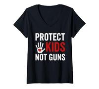Femme Protect Kids Not Guns Anti Gun Violence T-Shirt avec Col en V