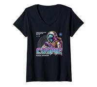 Femme Protecteur Cosmique de Science-Fiction équipé pour Battle Force Warrior T-Shirt avec Col en V