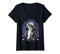 Femme Protecteur de l'archange Saint Michel Ange de Justice Indigo T-Shirt avec Col en V