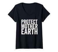 Femme Protéger la Terre Mère T-Shirt avec Col en V