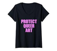 Femme Protéger l'art Queer T-Shirt avec Col en V