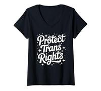Femme Protéger Les Droits des transgenres - Trans Pride LGBT Ally T-Shirt avec Col en V