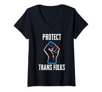 Femme Protéger Les Personnes Transgenres T-Shirt avec Col en V