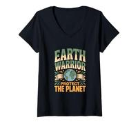 Femme Protégez la planète Terre - Éco-Warrior Statement T-Shirt avec Col en V