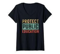 Femme Protégez l'enseignement public pour soutenir l'enseignement public Tee T-Shirt avec Col en V