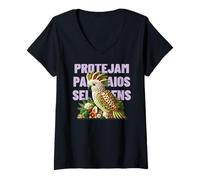 Femme Protégez les perroquets sauvages - Art nature coloré T-Shirt avec Col en V