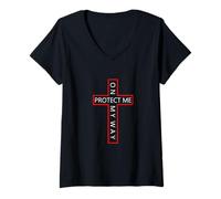 Femme Protégez-moi sur mon chemin T-Shirt avec Col en V