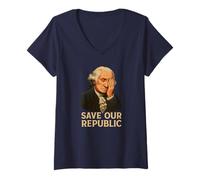 Femme Protestation Facepalm de George Washington pour sauver notre République T-Shirt avec Col en V