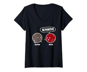 Femme Proton Electron Be Positive - Édition Science Design T-Shirt avec Col en V
