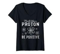 Femme Proton Humour Cadeau Prof Physique Quantique Chimie Nerd T-Shirt avec Col en V