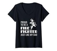 Femme Proud 2nd Generation Firefighter Illustration - Like My Dad T-Shirt avec Col en V