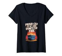 Femme Proud CEO of My Dumpster Fire - Humour de travail amusant T-Shirt avec Col en V